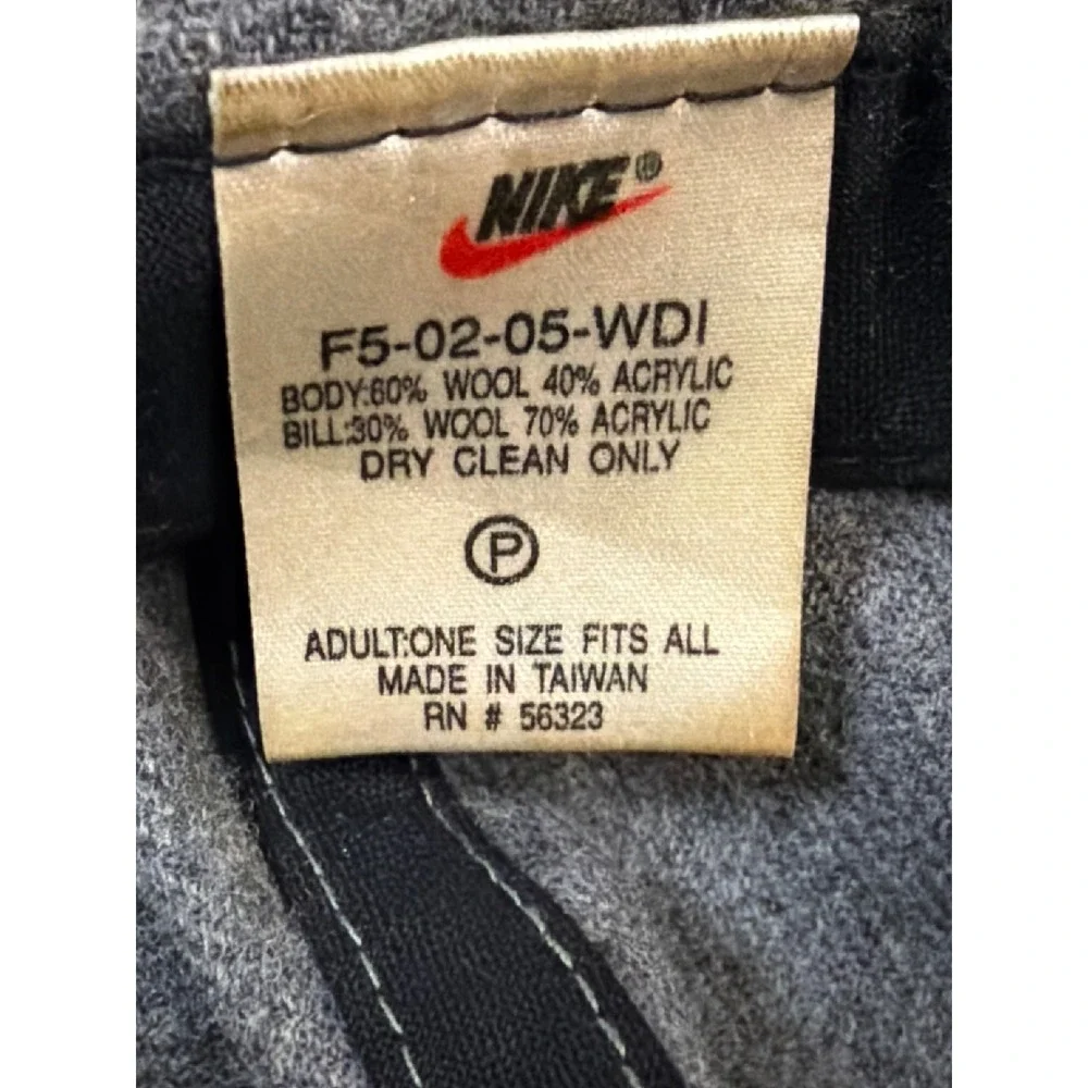 Vintage Nike Wool Blend Swoosh Baseball Cap Grey Black One Size Fits All